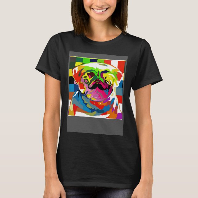 Camiseta Psicodélico Trippy Mustache Pug (Frente)