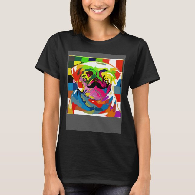 Camiseta Psicodélico Trippy Mustache Pug (Frente)