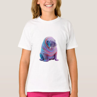 Camiseta PsicodélicoMulheres de Morsa da Galáxia Arco-Íris