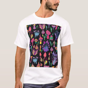 Camiseta Psicodélicos Cogumelos Arco-Íris Padrão