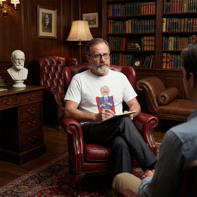 Camiseta Psicólogo em Fato com Bloco de Notas (Criador carregado)