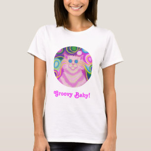 Camiseta "Psy-cat-delic Pink round 'Groovy Baby'
