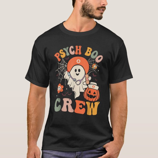 Camiseta Psych Boo Crew Nurse Funny Halloween Easy Costume  (Frente)