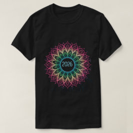 Camiseta Psychedelic Fractal Mandala 2026 Design with Neon 