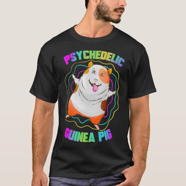 Camiseta Psychedelic Guiné Pig Cavy Pet Owner DJ EDM Techn (Frente)