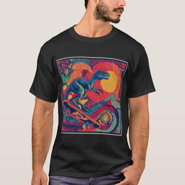 Camiseta Psychedelic Raptor Skater (Frente)