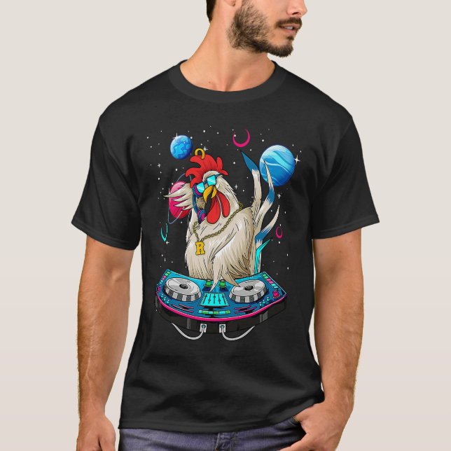 Camiseta Psychedelic Rooster DJ EDM Raver Trance Music Fest (Frente)