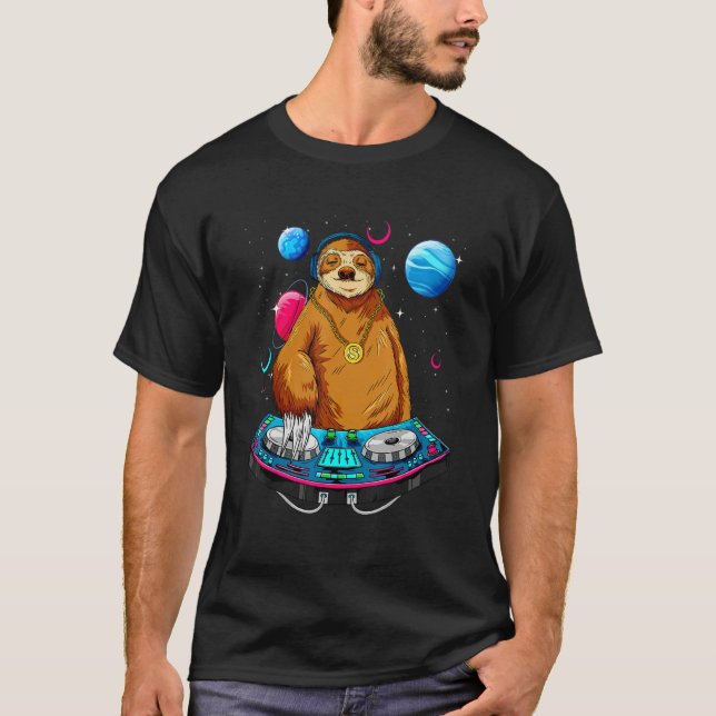Camiseta Psychedelic Sloth DJ EDM Raver Trance Music Festiv (Frente)