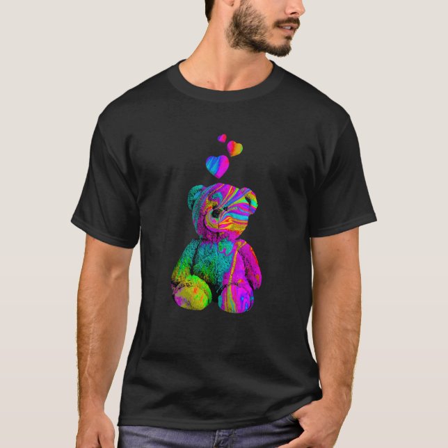 Camiseta Psychedelic Teddy Bear Trippy Colorful Teddy with  (Frente)