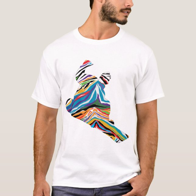 Camiseta Psychedelic-Zebra-Snowboarder (Frente)