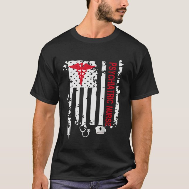 Camiseta Psychiatric Nurse American Flag RN Mental Health P (Frente)