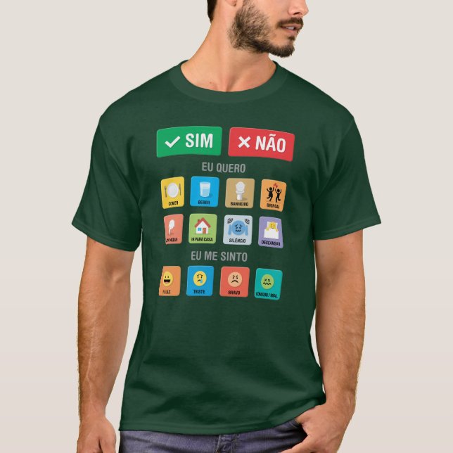 Camiseta PT-BR Autismo AAC PECS Apontando Comunicação 01 (Frente)
