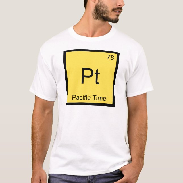 Camiseta Pt - Hora do Pacífico Símbolo de Elemento Químico  (Frente)