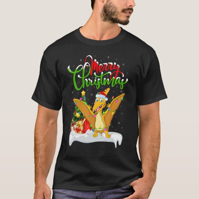 Camiseta Pterodactil Dinossaur Bird Christma Decoração Xmas (Frente)