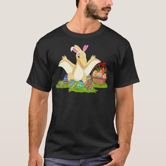 Camiseta Pterodactil Páscoa Caça De Ovo Bunny Pterodactyl E (Frente)