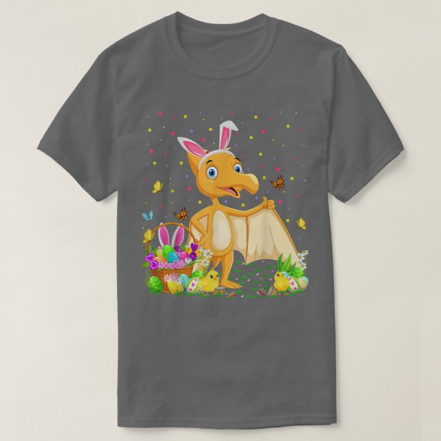 Camiseta Pterodactyl Bunny Ovo Caça Pterodactyl Bird Eas (Frente do Design)