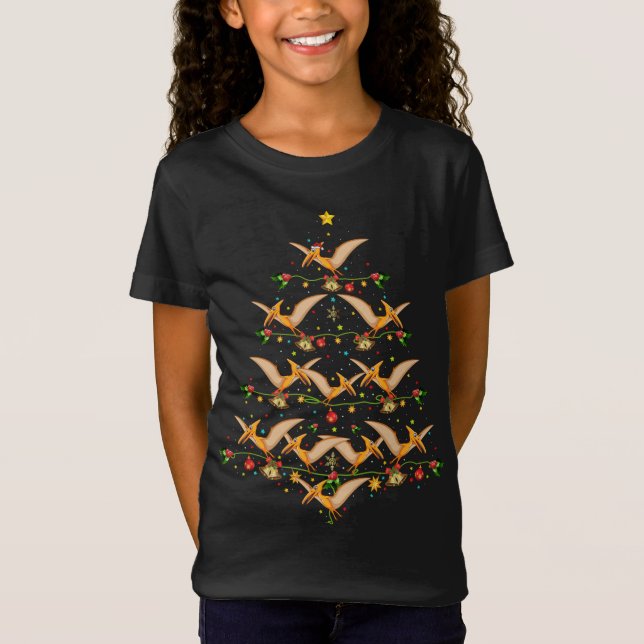 Camiseta Pterodactyl Xmas Tree Gift Santa Hat Pterodactyl C (Frente)