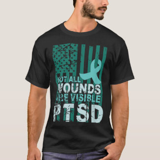 Camiseta PTSD Awareness Not All Wounds Are Visible Teal Rib