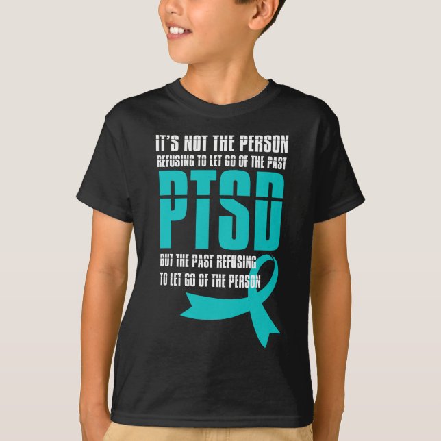 Camiseta PTSD Mês de Consciência Deixar Ir Apoiar Veteranos (Frente)