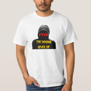 CAMISETA PTSD: OS DEMÔNIOS NUNCA MORREM