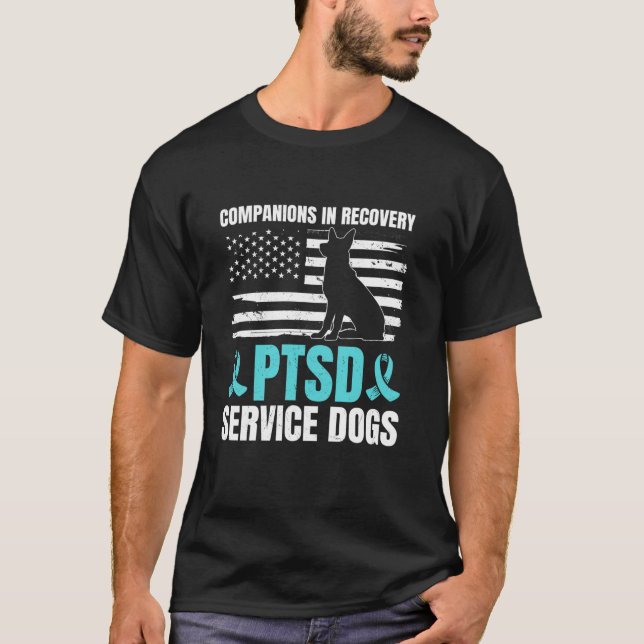 Camiseta PTSD Service Dog American Flag PTSD US Veterans Lo (Frente)