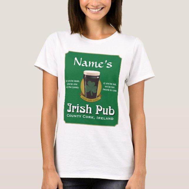Camiseta Pub Babydoll Tee Personalizado Irlandês (Frente)