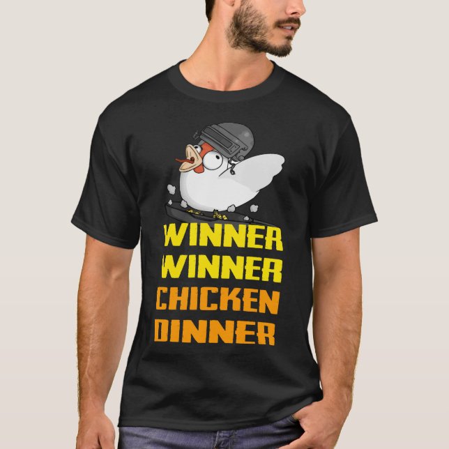 Camiseta PUBG - Vencedor, comensal da galinha do vencedor (Frente)