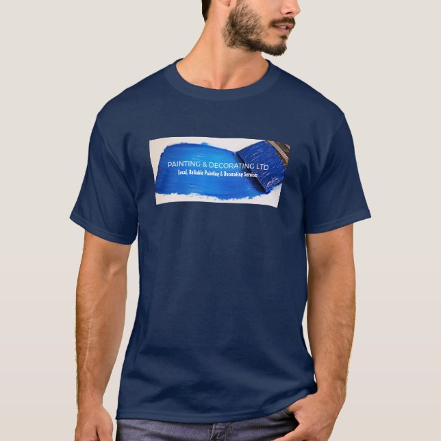 Camiseta Publicidade a pincel azul, pincel e decorador (Frente)