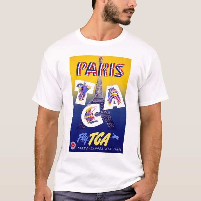 Camiseta Publicidade à Viagem aérea da Torre Eiffel de Pari (Frente)