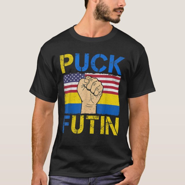 Camiseta Puck Futin Meme TSirt, Anti-Russia, Free Ucrânia (Frente)