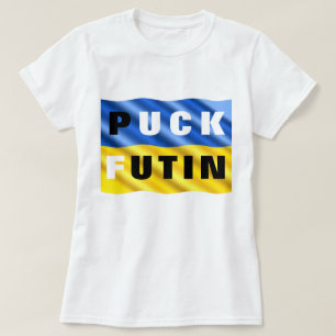 Camiseta Puck Futin T-shirt Ucrânia suporta a bandeira ucr