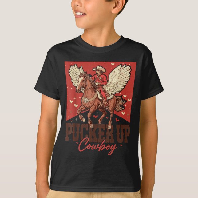 Camiseta Pucker Up Cowboy Funny Western Valentines  (Frente)