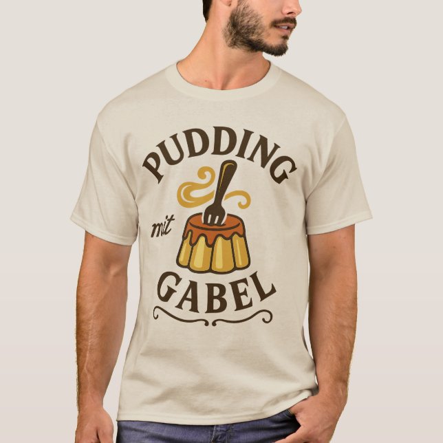 Camiseta Pudding Com Garfo Design Divertido (Frente)