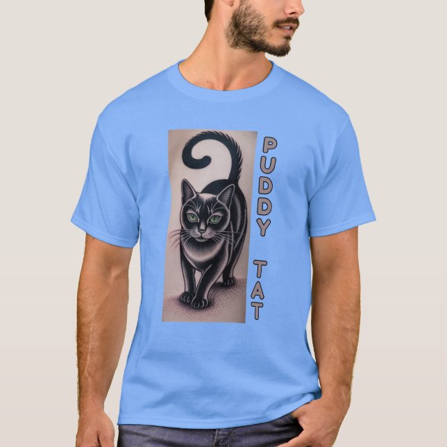 Camiseta Puddy Tat – Tatuagem de Gato (Frente)