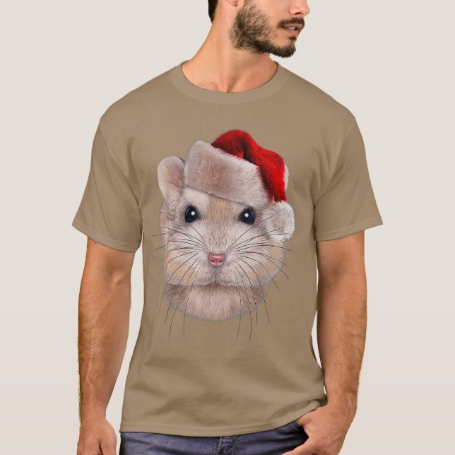 Camiseta Pudim anão Hamster no Natal Santa Hat (Frente)