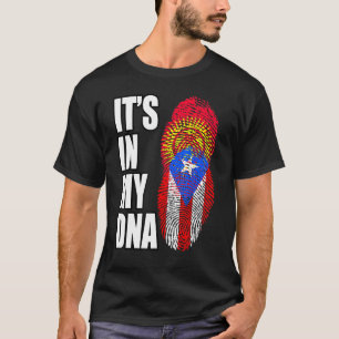 Camiseta Puerto Rican E Quirguistão Mix Dna Heritage Flag