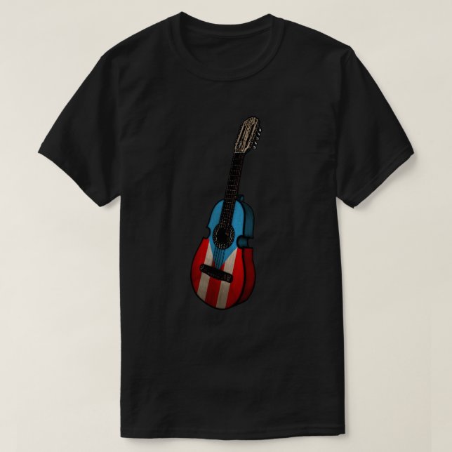 Camiseta Puerto Rican Flag Cuatro (Frente do Design)