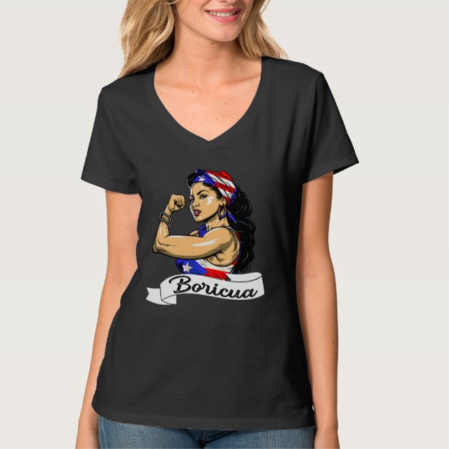 Camiseta Puerto Rican Girl Boricua Puerto Rico Flag Pride W (Frente)