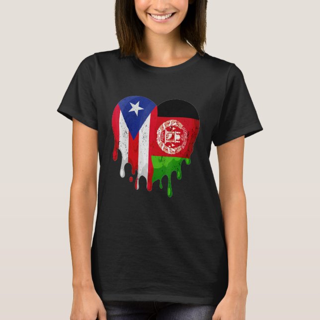 Camiseta Puerto Rico Afghanistan Flag Heart Grown Patriot C (Frente)