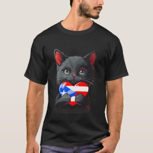 Camiseta Puerto Rico Bandeira Porto-Riquenha Gato Coração P