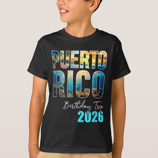 Camiseta Puerto Rico Birthday Trip 2026 Vacation Party Crew (Frente)