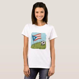 Camiseta Puerto Rico flag and soccer ball
