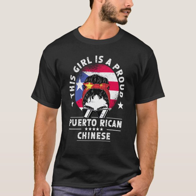 Camiseta Puerto Rico Flag China Grown Women Girl Pride (Frente)