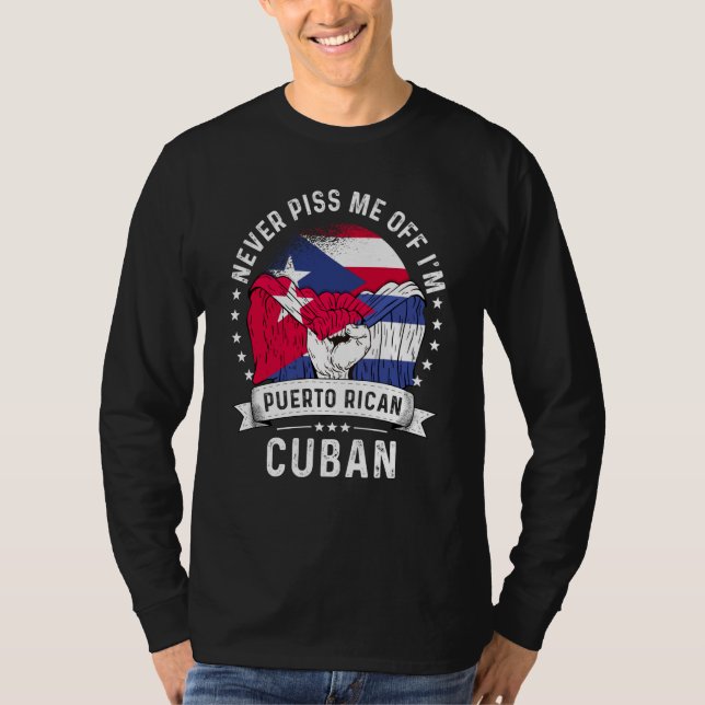 Camiseta Puerto Rico Flag Cuba Grown Humor Pride (Frente)