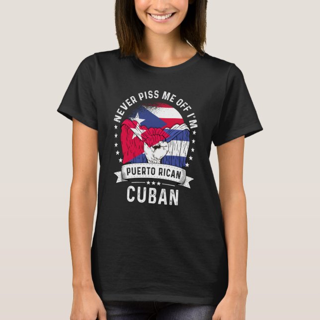 Camiseta Puerto Rico Flag Cuba Grown Humor Pride (Frente)
