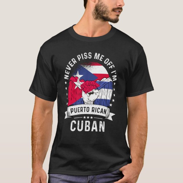 Camiseta Puerto Rico Flag Cuba Grown Humor Pride (Frente)