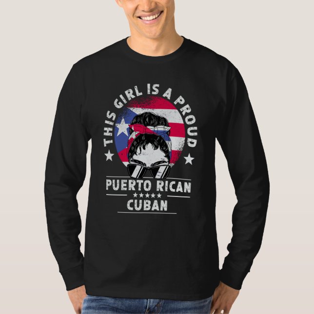 Camiseta Puerto Rico Flag Cuba Grown Women Girl Pride (Frente)