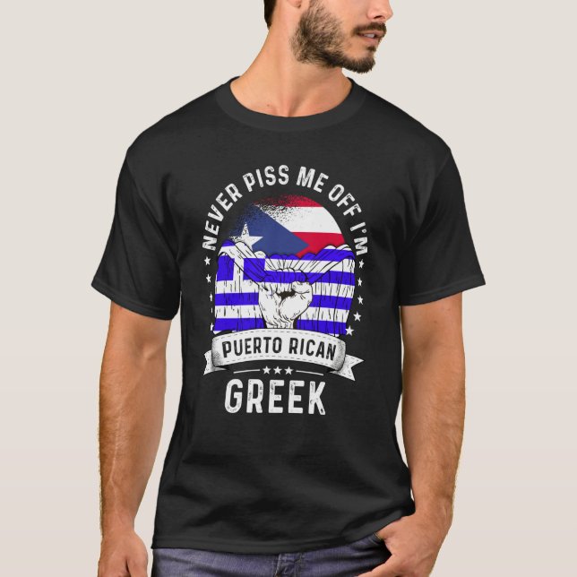 Camiseta Puerto Rico Flag Greece Grown Humor Pride (Frente)