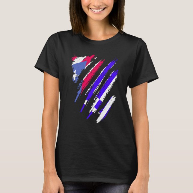 Camiseta Puerto Rico Flag Greece Grown Patriot Country Stri (Frente)