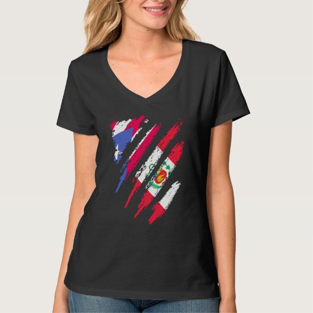 Camiseta Puerto Rico Flag Peru Grown Patriot Country Stripe (Frente)